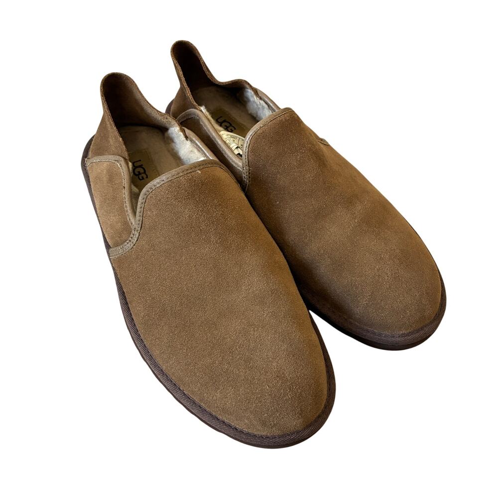 UGG Brown Suede Cooke Slip-On Shearling Lined Comfort Loafers Size 10